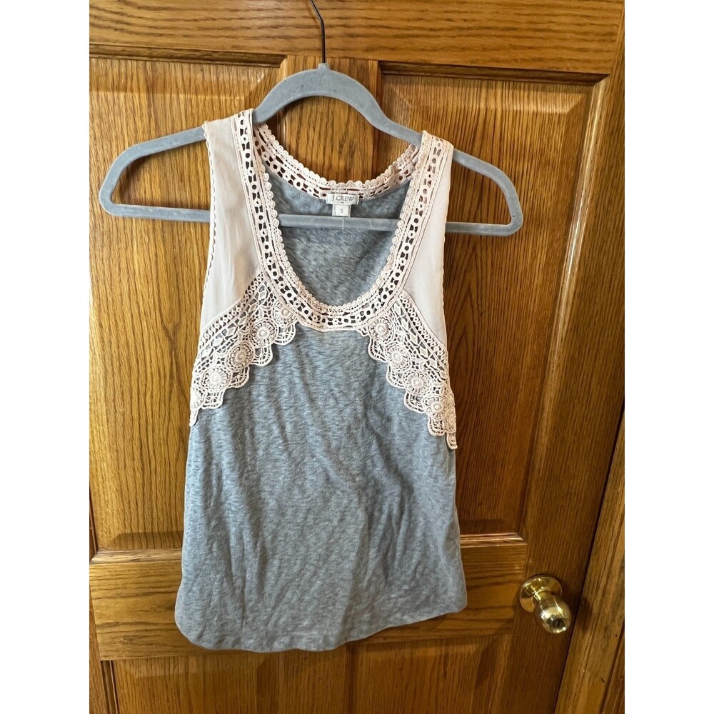 J Crew Gray Ivory Cream Lace Tank Top Size Small